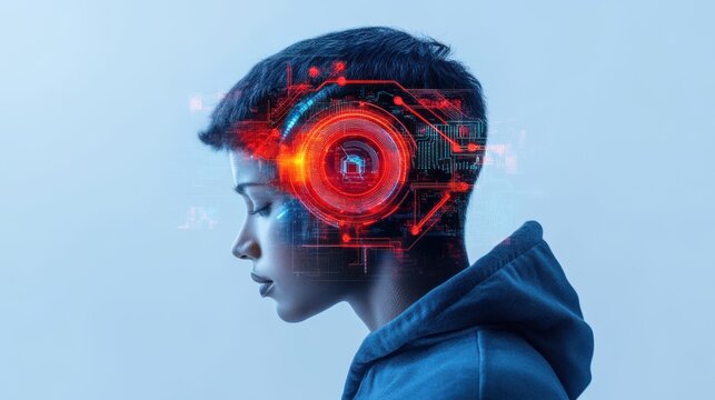 Digital Mind   Cyberpunk Youth with Futuristic Interface