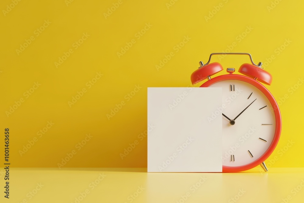 Poster a clock sits on a background with a white square in the foreground