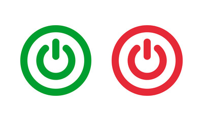 green power on and red power off icons, start stop vector buttons, switch on off pictogram
