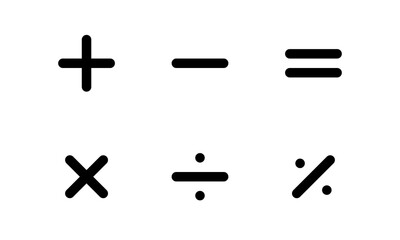 Obraz premium arithmetical signs simple vector icons, black on white background