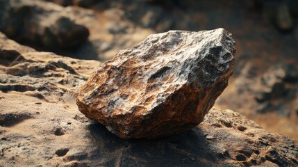A close-up shot of a meteor fragment found on Earth, showcasing its unique textures and surfaces against a plain background