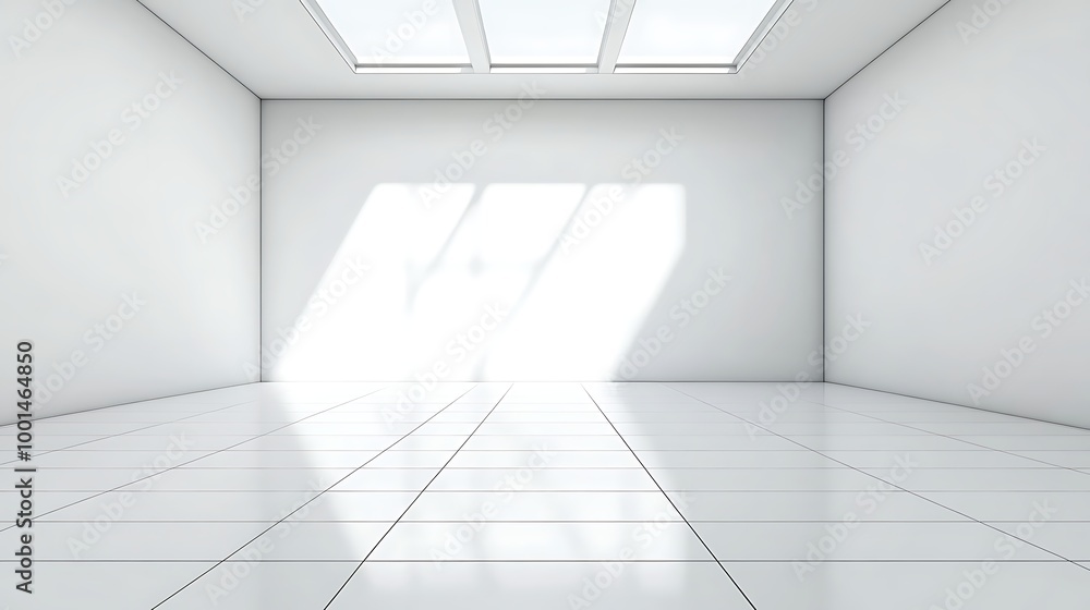 Poster light white empty room background ai generated image, generative ai