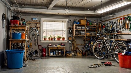 Fototapeta premium Garage interior Generative AI