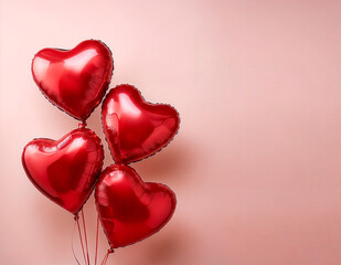 red heart shaped balloons Perfect for Valentine's Day Celebrations, Red foil air balloons set. Collection of different bunch of heart shaped balloons. Party compositions. Valentines day decoration