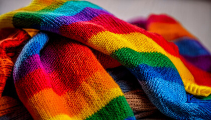 Woollen scarf in the colours of the LGTBIQ+ flag