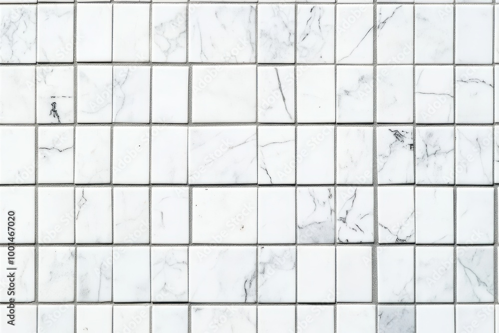 Poster white mosaic tiles with grid lines