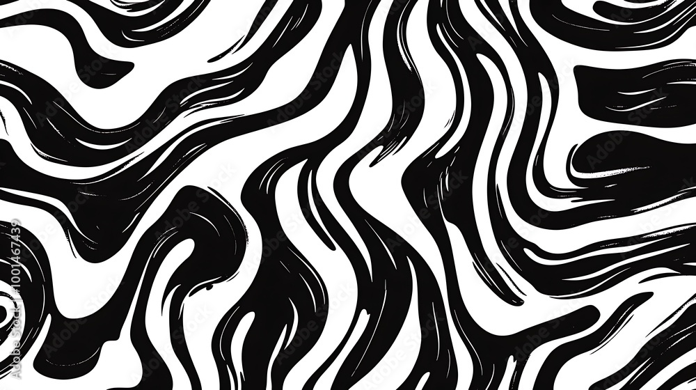 Poster wavy and swirled brush strokes vector seamless pattern. bold curved lines and squiggles ornament. se