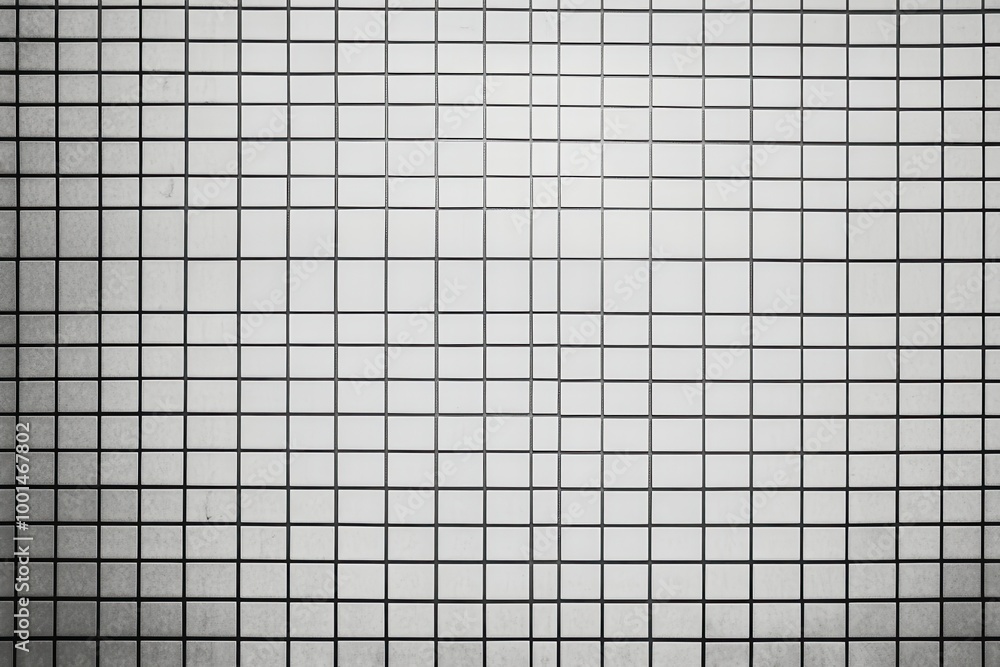 Poster white mosaic tiles with grid lines