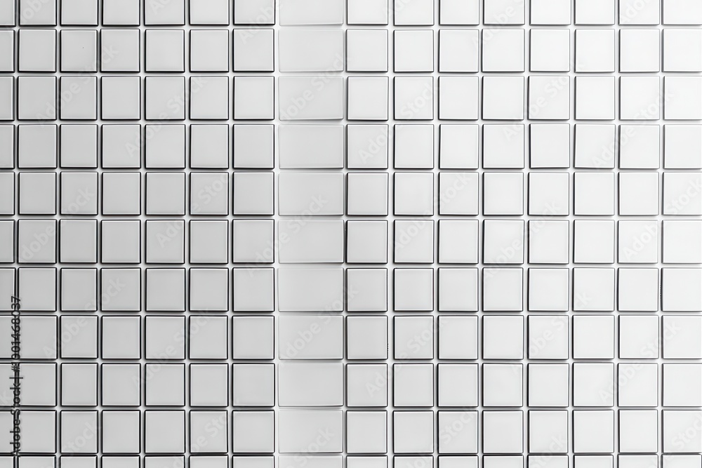 Poster white mosaic tiles with grid lines