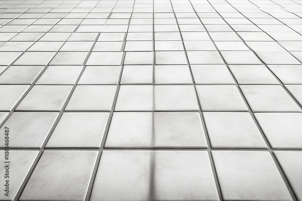Poster white mosaic tiles with grid lines