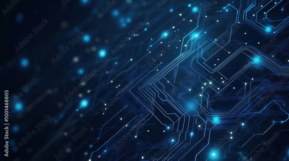 Poster abstract circuitry design with glowing lines