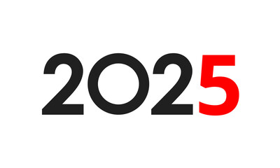 2025 happy new year poster, greeting card or social media post template, white background vector illustration