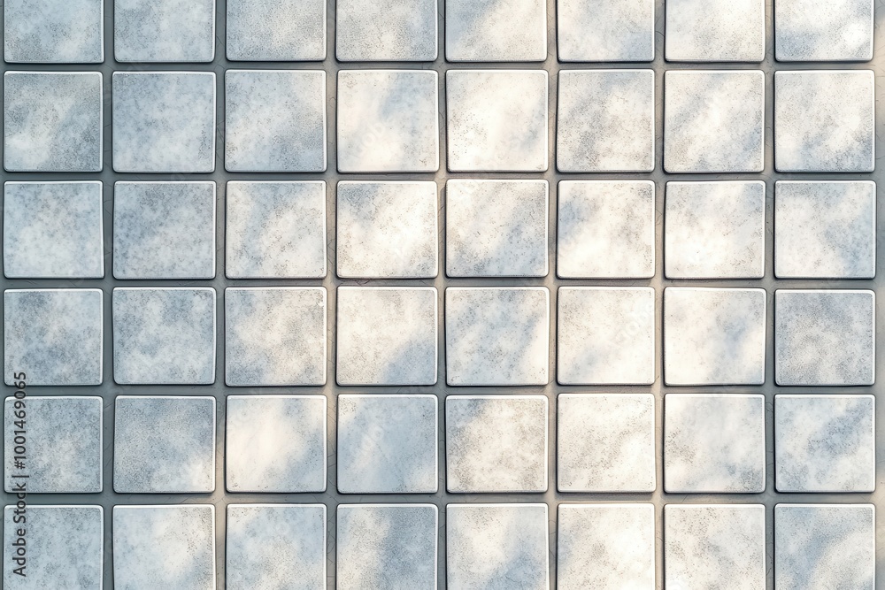 Poster white mosaic tiles with grid lines
