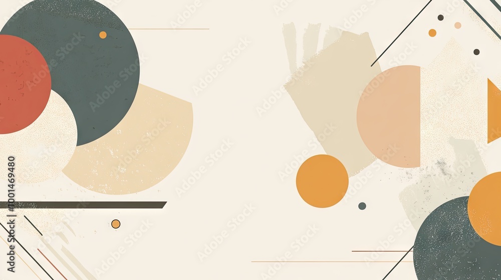 Poster simple yet eye-catching abstract banner with various geometric shapes like circles, triangles, and l