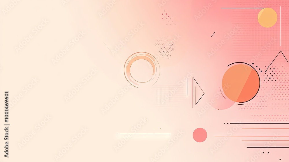 Poster simple yet eye-catching abstract banner with various geometric shapes like circles, triangles, and l