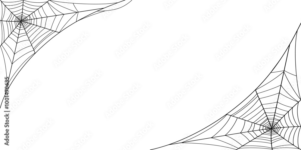 Wall mural spider web line art vector. halloween frame border vector eps