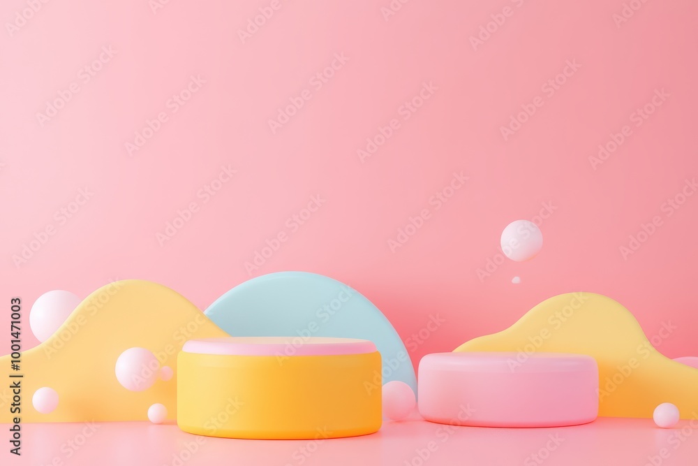 Poster a colorful background with many different colored balls scattered throughout