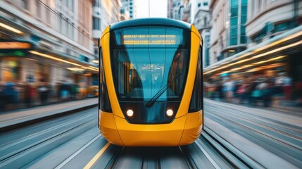 Modern trams traveling through the streets of Christchurch, showcasing the blend of traditional and contemporary transportation