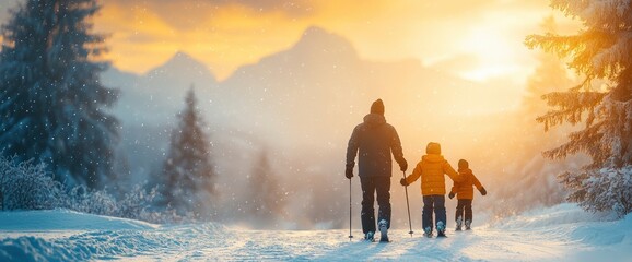 Family Skiing in the Sunset Mountains