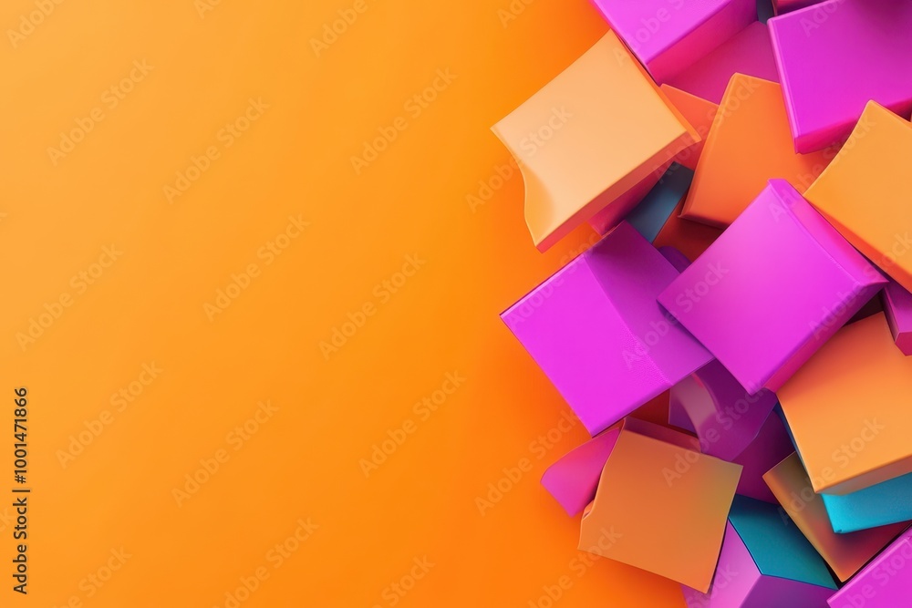 Poster a colorful stack of blocks on a bright orange background