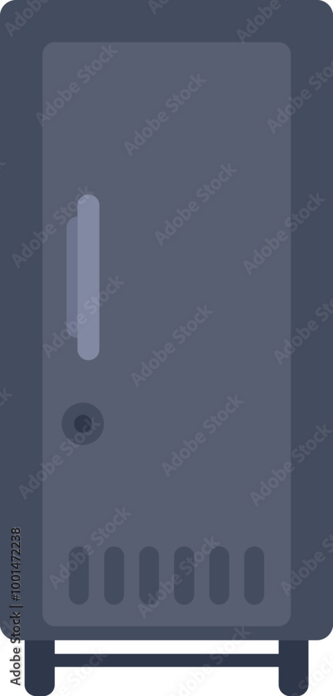 Aufkleber simple vector illustration of a gray refrigerator with a handle and a vent at the bottom