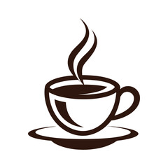Obraz premium Simple coffee cup logo vector design on a white background for web and print use. Minimalist coffee cup logo vector for branding, print, and digital designs.