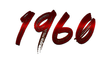 3D blood red number design of 1960 on white background.