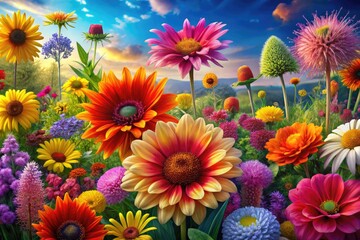 Fototapeta premium Colorful Vector Flowers and Botanicals for Creative Designs, Illustrations, and Backgrounds
