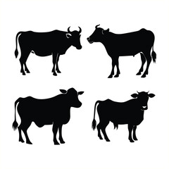 Cow black silhouette vector isolated on white background design