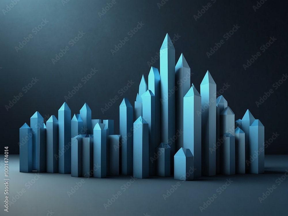 Aufkleber 3d graph on a blue background for data analysis presentations.