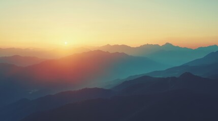 Fototapeta premium a beautiful sunset over mountains, symbolizing peace, nature, and serenity