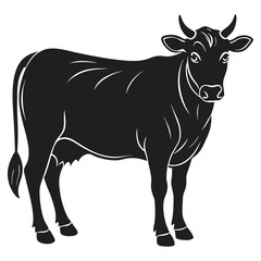 Fototapeta premium Black Cow Silhouette Vector Traditional Farm Animal Illustration