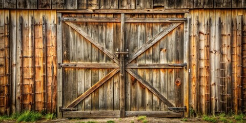 Naklejka premium Weathered rustic barn door with antique wooden textures for vintage background in photography and design projects