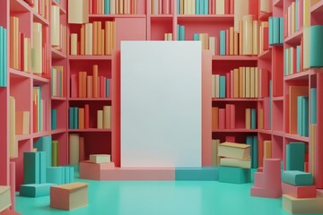 A bookcase with a white book on top of it