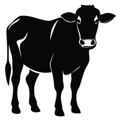 Black Cow Silhouette Vector Traditional Farm Animal Illustration