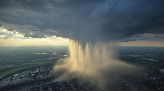 rain bomb weather phenomenon wet microburst. wet column of sinking air