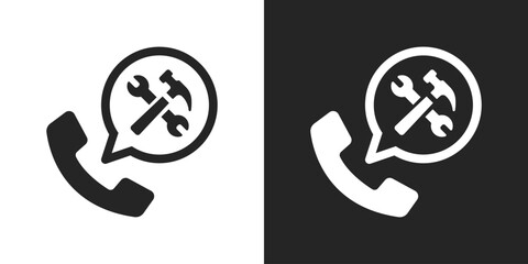 Customer service hotline sign black and white icon vector design
