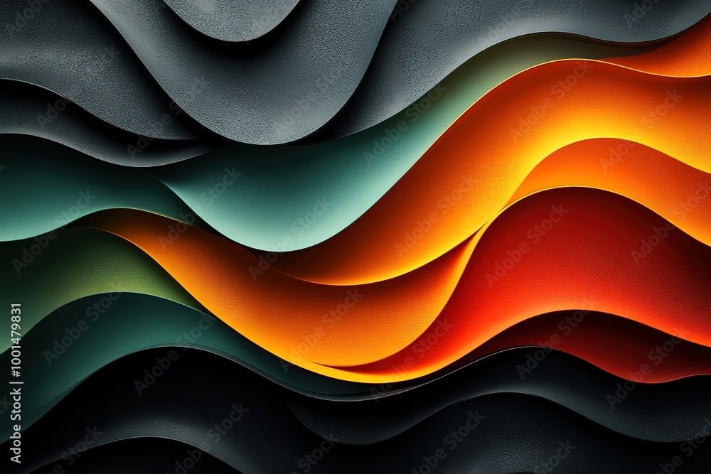 Poster a colorful abstract painting with a wave pattern