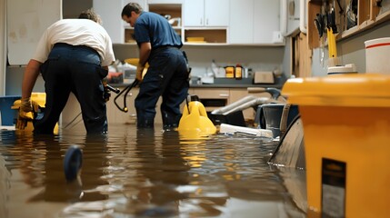 Pipe Burst Recovery and Basement Water Damage Restoration, repair, service, extraction, equipment