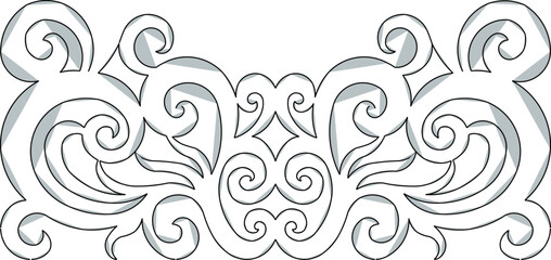 Vector sketch illustration, silhouette, background design, classical vintage ethnic traditional floral carving ornament