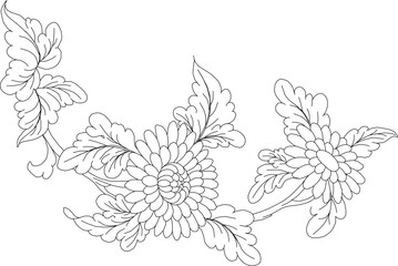 Vector sketch, illustration, silhouette, design, ornament, pattern, painting, plant, sunflower, background, classic, vintage, ethnic, traditional 