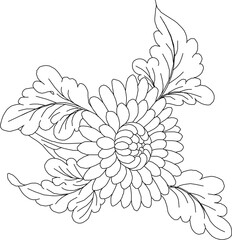 Vector sketch, illustration, silhouette, design, ornament, pattern, painting, plant, sunflower, background, classic, vintage, ethnic, traditional