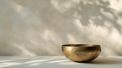 Tibetan Singing Bowl for Meditation on Minimalist Background, tranquility, harmony, relaxation, spirituality