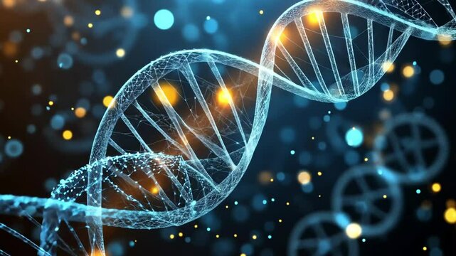 Abstract DNA Helix with Glowing Lights footage