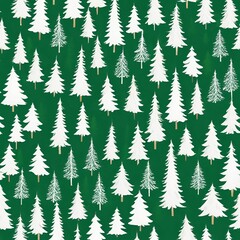 Obraz premium Background, white Christmas trees on green 