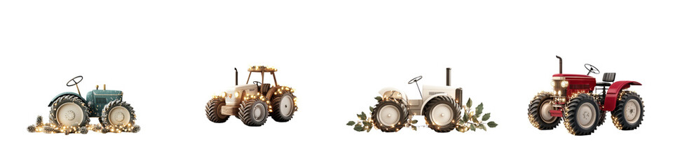 Obraz premium Tractors on white isolated background for agricultural and farm use.
