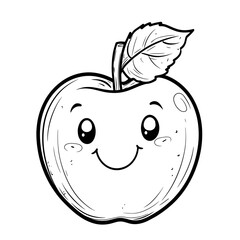 Obraz premium Cute Kawaii apple coloring Pages Kids