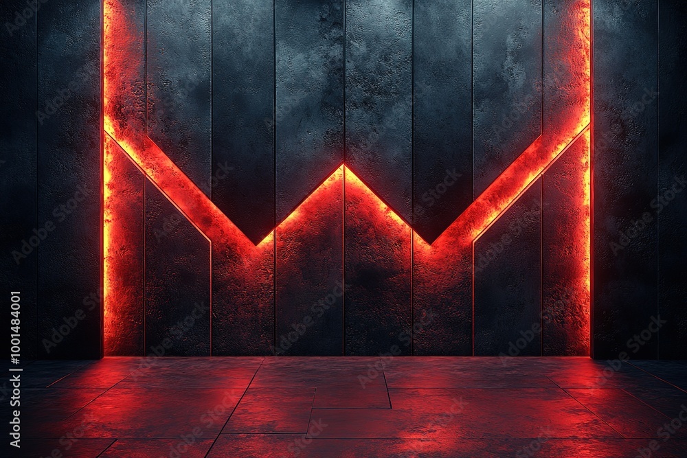 Poster a wall with red lines and a red w on it