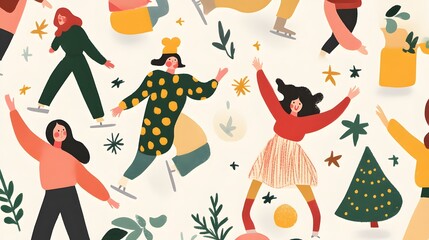 Festive Friends: A Colorful Illustration of Joyful People