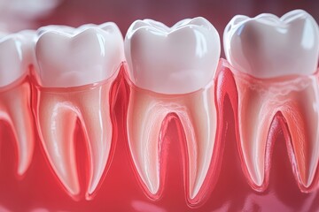 A close up of a person's teeth with the front teeth showing